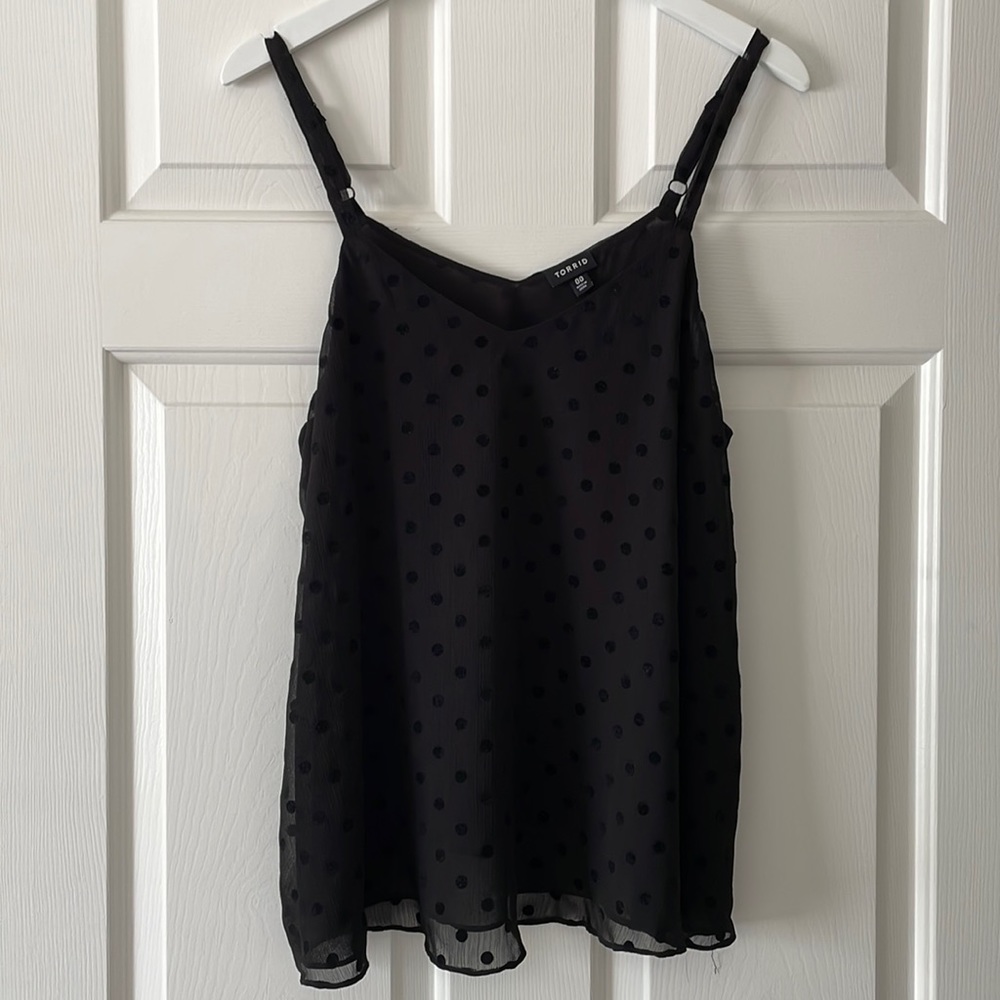 Black polkadot cami